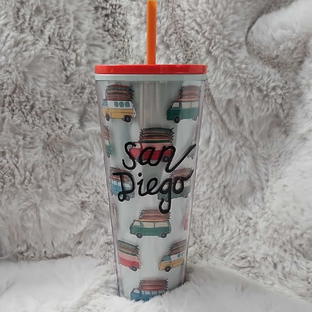 San Diego Travel Tumbler with Orange Lid